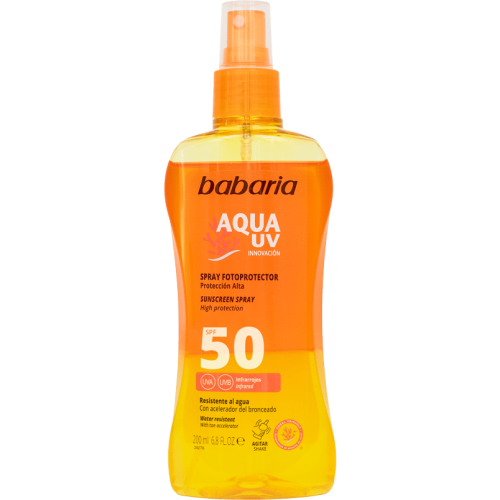 Спрей Babaria (Бабария) солнцезащитный двухфазный Аква SPF50 200 мл - фото №1 Спрей Babaria (Бабария) солнцезащитный двухфазный Аква SPF50 200 мл