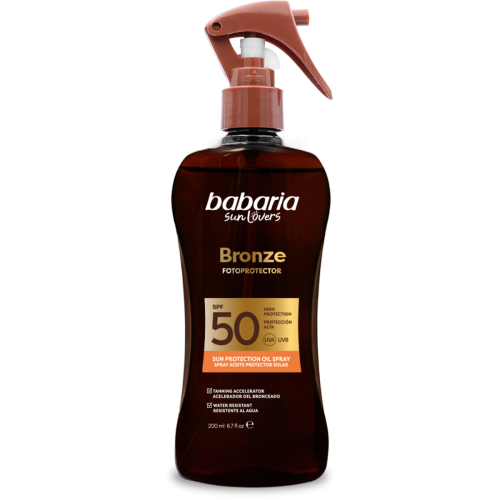 Масло-спрей Babaria (Бабария) для тела для загара с бронзирующим эффектом SPF 50 200 мл - фото №1 Масло-спрей Babaria (Бабария) для тела для загара с бронзирующим эффектом SPF 50 200 мл