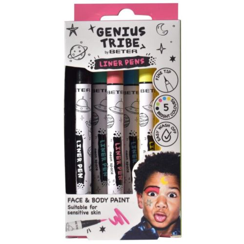 Набір лайнер-пензлів Beter (Бетер) Genius Tribe для обличчя та тіла дитячі, 5 кольорів - фото №1 Набір лайнер-пензлів Beter (Бетер) Genius Tribe для обличчя та тіла дитячі, 5 кольорів
