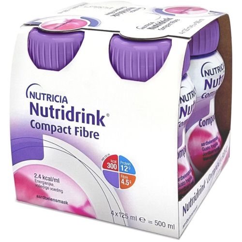 Ентеральне харчування Nutridrink Compact Fibre зі смаком полуниці 4х125 мл - фото №1 Ентеральне харчування Nutridrink Compact Fibre зі смаком полуниці 4х125 мл
