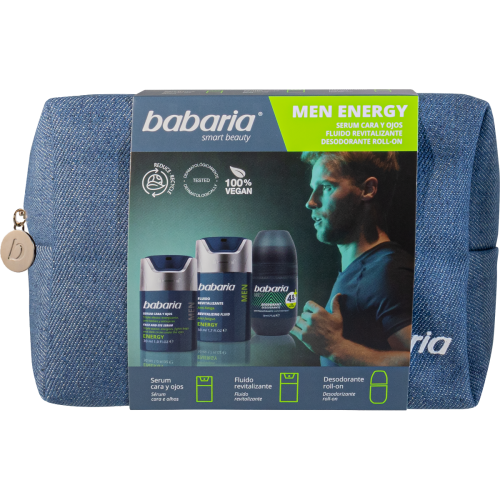 Набор Babaria (Бабария) Энергия для мужчин (сыворотка 30 мл + флюид 50 мл + дезодорант шариковый 50 мл + косметичка) - фото №1 Набор Babaria (Бабария) Энергия для мужчин (сыворотка 30 мл + флюид 50 мл + дезодорант шариковый 50 мл + косметичка)