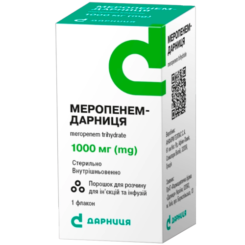 Меропенем-Дарниця 1 г порошок для розчину для ін'єкцій та інфузій №1 фото - фото №1 Меропенем-Дарниця 1 г порошок для розчину для ін'єкцій та інфузій №1 фото