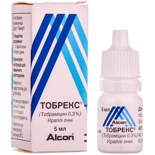 Тобрекс 0,3% глазные капли 5 мл - фото №1 Тобрекс 0,3% глазные капли 5 мл