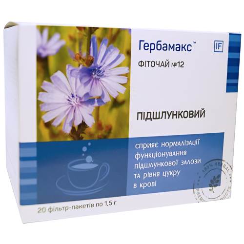 Фиточай №12 Поджелудочный Гербамакс (Herbamax) ф/пак №20 - фото №1 Фиточай №12 Поджелудочный Гербамакс (Herbamax) ф/пак №20