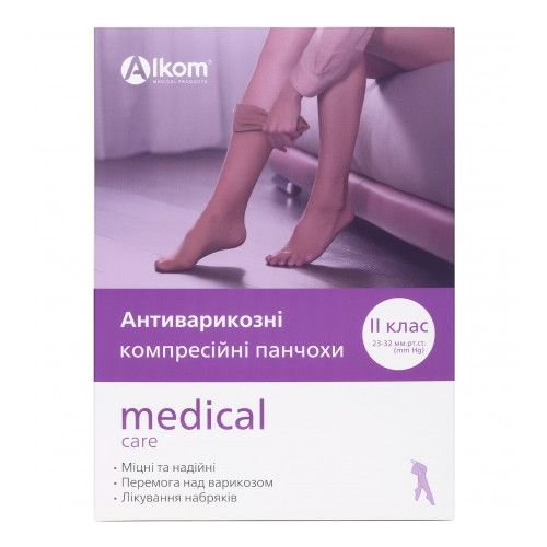 Гольфы Алком компрессионные антиварикозные, класс 2, закрытый носок, бежевый, р.6 (00212) - фото №1 Гольфы Алком компрессионные антиварикозные, класс 2, закрытый носок, бежевый, р.6 (00212)