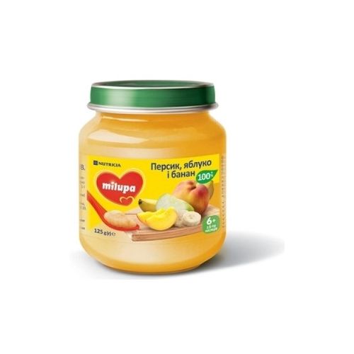 Пюре Milupa Яблоко банан персик (с 6 месяцев) 125 г - фото №1 Пюре Milupa Яблоко банан персик (с 6 месяцев) 125 г