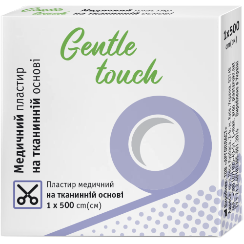 Пластир Gentle touch медичний на тканинній основі 1 см х 500 см - фото №1 Пластир Gentle touch медичний на тканинній основі 1 см х 500 см