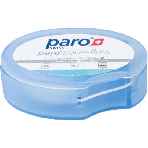 Зубна нитка Paro Swiss travel-floss вощена, з м'ятою та фторидом, 5 м - фото №1 Зубна нитка Paro Swiss travel-floss вощена, з м'ятою та фторидом, 5 м