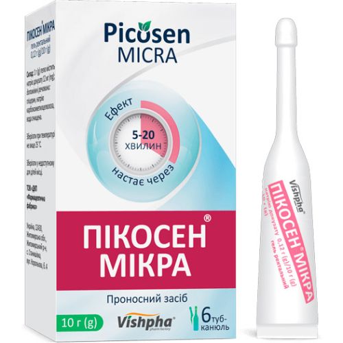Пікосен Мікра гель ректал. 0,12 г/10 г мікроклізму туба-канюля 10 г №6 купити - фото №1 Пікосен Мікра гель ректал. 0,12 г/10 г мікроклізму туба-канюля 10 г №6 купити