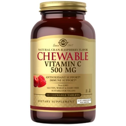 Solgar Витамин С 500 мг с малиновым вкусом таблетки №90 - фото №1 Solgar Витамин С 500 мг с малиновым вкусом таблетки №90