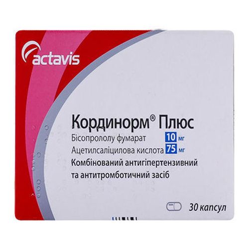 Кординорм Плюс 10 мг/75 мг капсулы №30 - фото №1 Кординорм Плюс 10 мг/75 мг капсулы №30