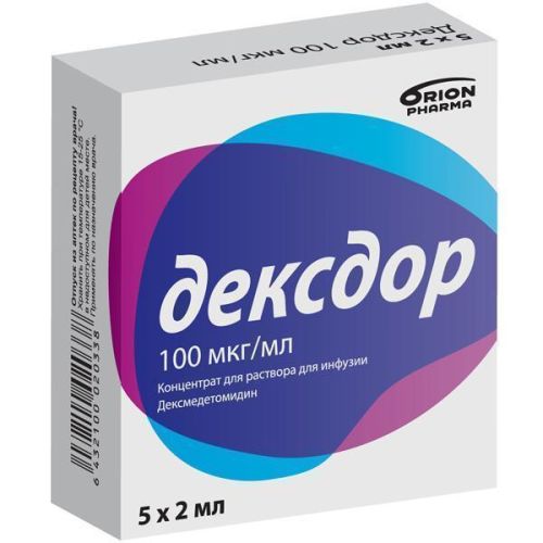 Дексдор концентрат для розчину для інфузій 100 мкг/мл ампули 2 мл №5 - фото №1 Дексдор концентрат для розчину для інфузій 100 мкг/мл ампули 2 мл №5