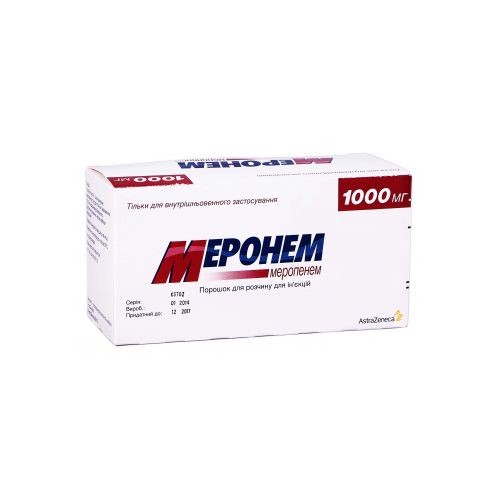 Меронем порошок 1000 мг флакон №10 - фото №1 Меронем порошок 1000 мг флакон №10