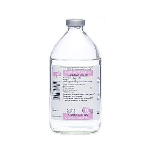 Натрия хлорид 0,9% раствор для инфузий 400 мл - фото №1 Натрия хлорид 0,9% раствор для инфузий 400 мл