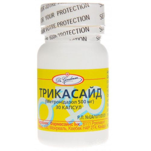 Трикасайд 500 мг капсули/метронідазол/ №30 - фото №1 Трикасайд 500 мг капсули/метронідазол/ №30