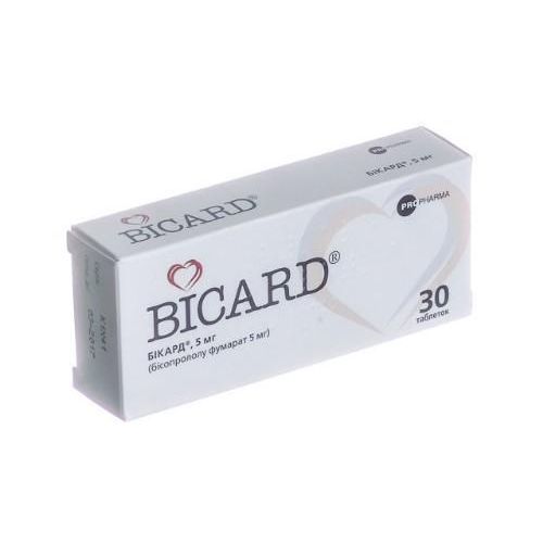 Бікард 5 мг таблетки №30 - фото №1 Бікард 5 мг таблетки №30