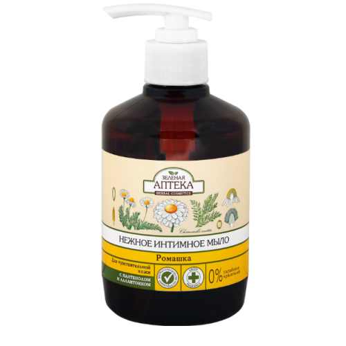 Мыло Зеленая Аптека для интимной гигиены Ромашка 370 мл - фото №1 Мыло Зеленая Аптека для интимной гигиены Ромашка 370 мл