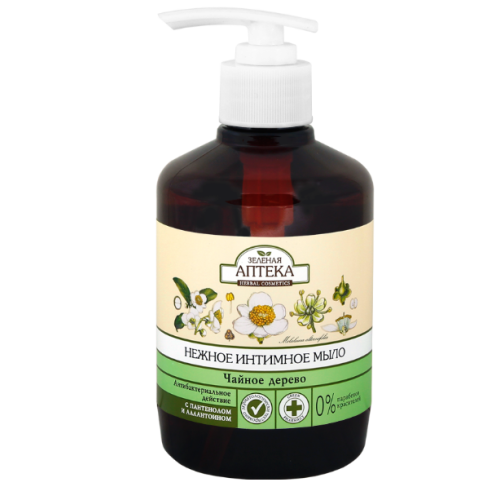 Мыло Зеленая Аптека для интимной гигиены Чайное дерево 370 мл - фото №1 Мыло Зеленая Аптека для интимной гигиены Чайное дерево 370 мл