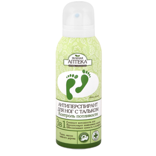 Дезодорант антиперспирант Зеленая Аптека для ног с тальком 150мл - фото №1 Дезодорант антиперспирант Зеленая Аптека для ног с тальком 150мл