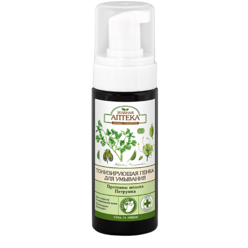Пена для умывания Зеленая Аптека протеины молока + петрушка 150мл - фото №1 Пена для умывания Зеленая Аптека протеины молока + петрушка 150мл