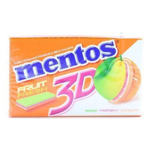 Жевательная резинка Mentos 3D Лимон-грейпфрут-апельсин 33,6 г - фото №1 Жевательная резинка Mentos 3D Лимон-грейпфрут-апельсин 33,6 г
