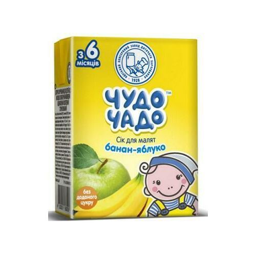 Сік Чудо-Чадо бананово-яблучний з м'якоттю з 6 місяців 200 мл - фото №1 Сік Чудо-Чадо бананово-яблучний з м'якоттю з 6 місяців 200 мл