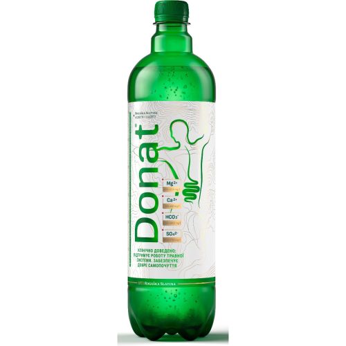 Вода мінеральна питна лікувальна Donat Mg газована 1 литр - фото №1 Вода мінеральна питна лікувальна Donat Mg газована 1 литр